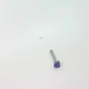 Silver Nose Stud with Blue Jewel