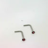 2 Pac L-Shaped Silver Nose Jewellery with Red Jewel