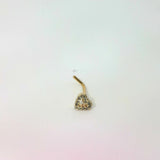 Gold L-Shaped Heart Nose Jewellery with Green Gems
