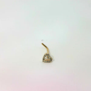Gold L-Shaped Heart Nose Jewellery with Green Gems