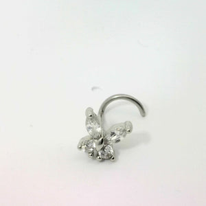 Silver Butterfly Hook Stud Nose Jewellery