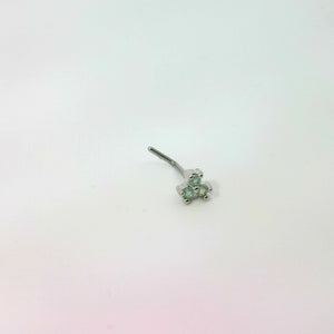 L-Shaped Nose Jewellery with Green Jewels