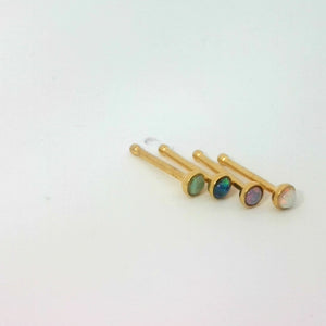 4-Pack Gold Nose Studs with Multi-Coloured Stones