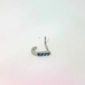 Silver Hook Nose Jewellery with Blue Jewels and L-Shaped Backing