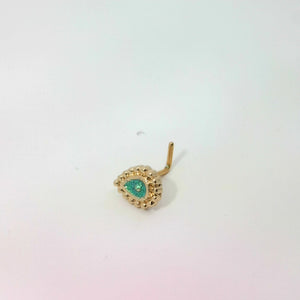 Gold L-Shaped Oval Nose Jewellery with Green Jewel