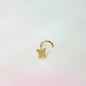Gold Hook Nose Jewellery with Butterfly Design