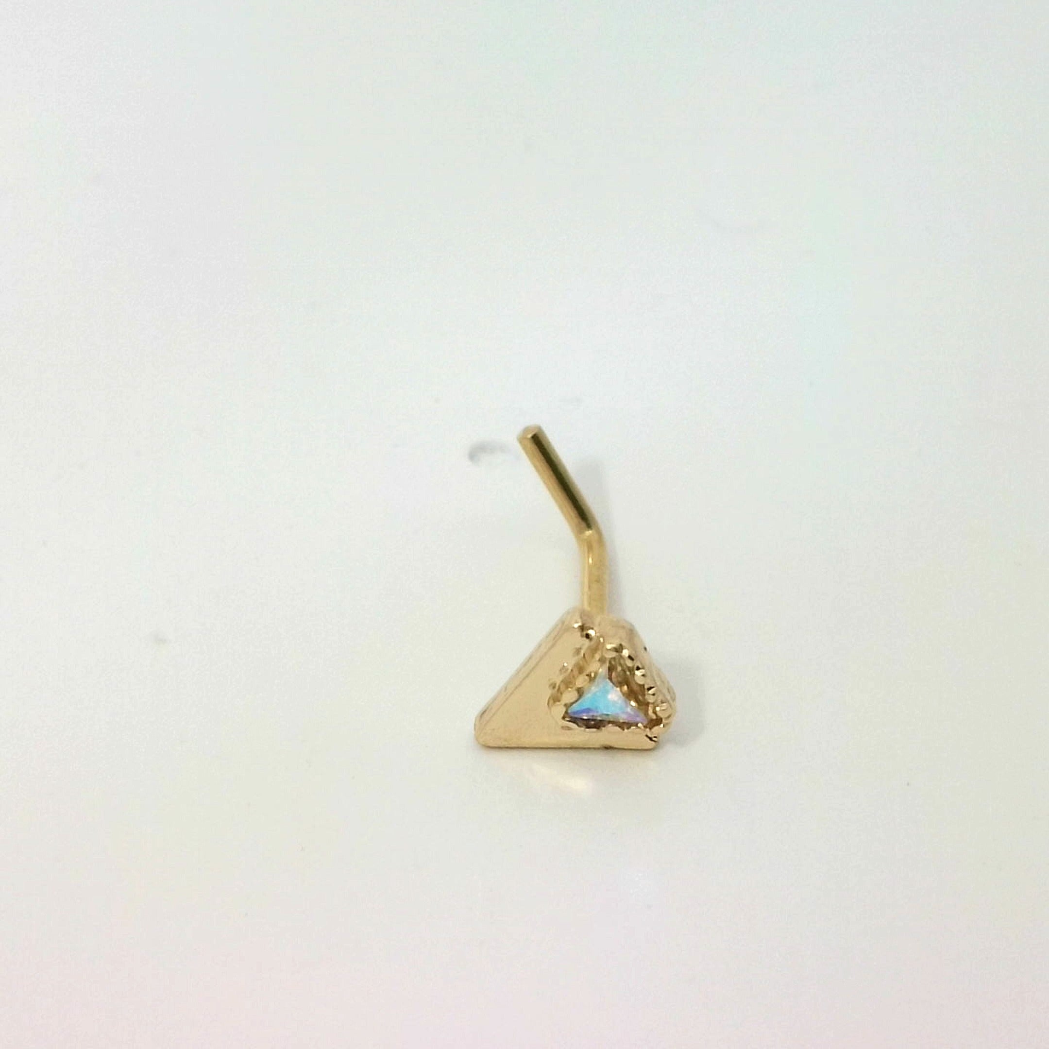 Gold L-Shaped Diamond Nose Stud