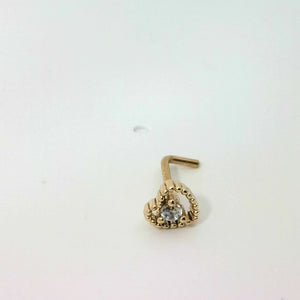 Gold L-Shaped Heart Stud Nose Jewellery