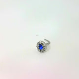 L-Shaped Circle Nose Jewellery with Blue Jewel