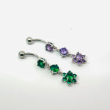 Full Gem Flower Dangle Navel Bar