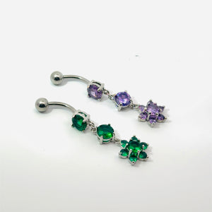 Full Gem Flower Dangle Navel Bar