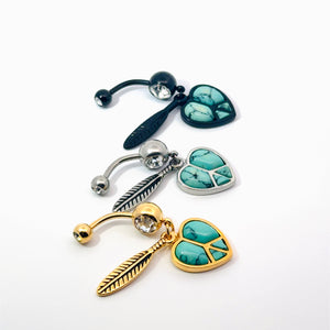 Boho Peace Heart Navel Bar