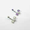Reverse Teardrop Triple Gem Navel Bar