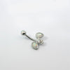 Reverse Teardrop Triple Gem Navel Bar