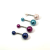Pearlized Silver Navel Bars 4pk