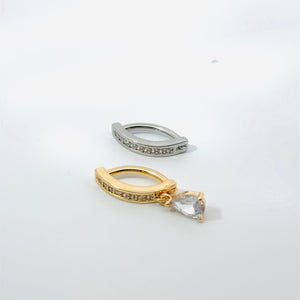 Silver Diamante Clicker Navel Ring