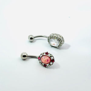Oval Gem Navel Bar