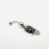 Owl Dangle and Gem Navel Bar