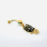 Owl Dangle and Gem Navel Bar