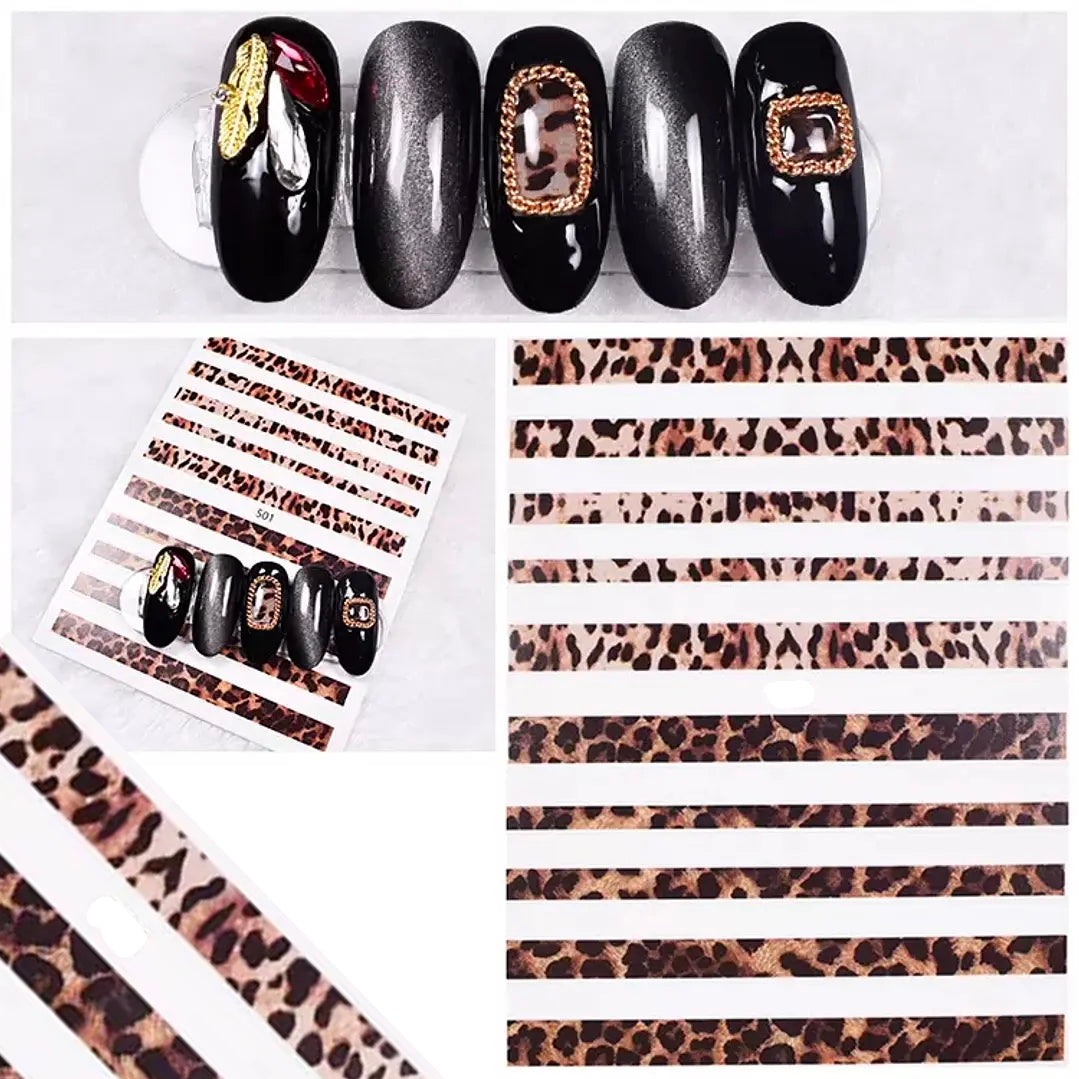 Nail Art Leopard Print Sticker Sheets - Spots and Stripes