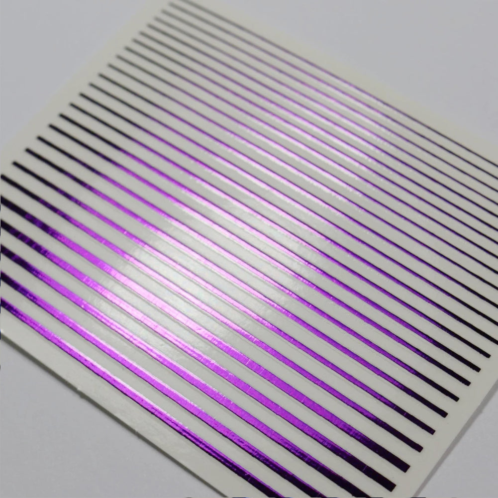 Nail Art Metallic Stripe Stickers - Various Colours - Pack of 10 Sheets
