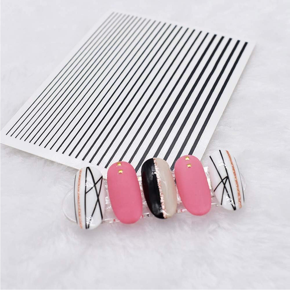Nail Art Metallic Stripe Stickers - Various Colours - Pack of 10 Sheets