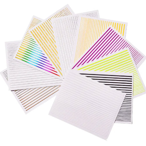 Nail Art Metallic Stripe Stickers - Various Colours - Pack of 10 Sheets