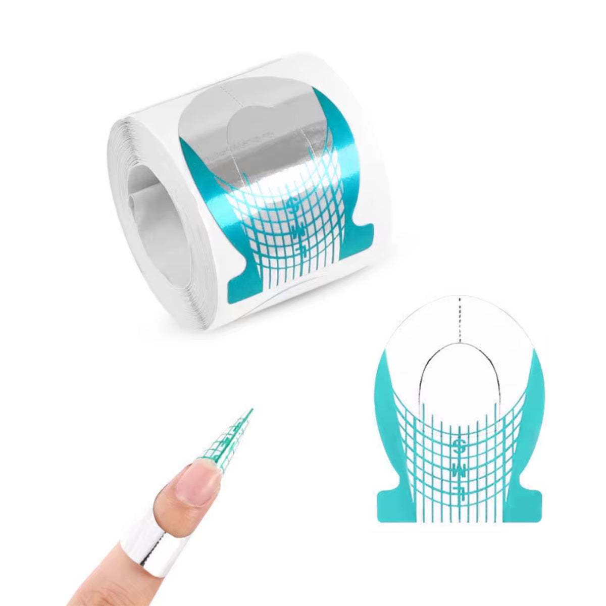 Teal and Silver Nail Forms 100pck