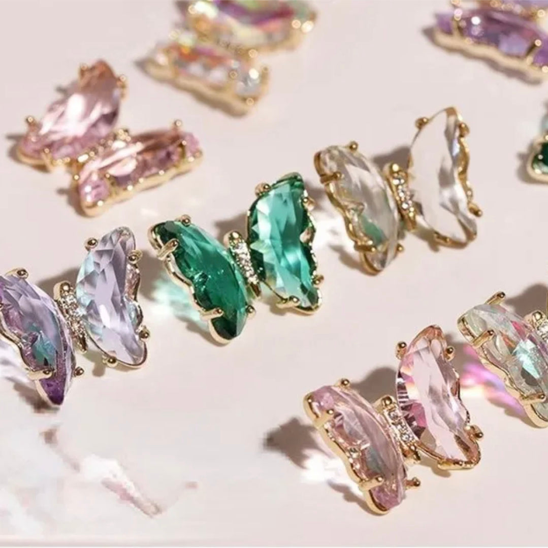 Crystal Butterfly Nail Gems - Various Colours - 5pck