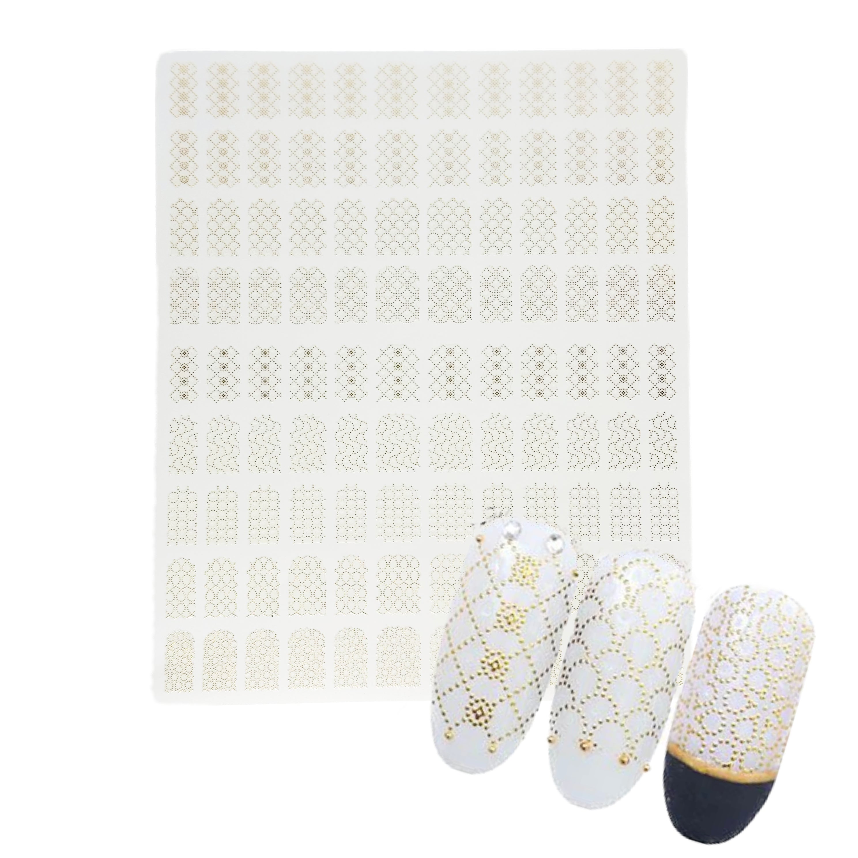 Gold 3D Nail Art Decals - Geo Pattern Nail Sticker Sheet