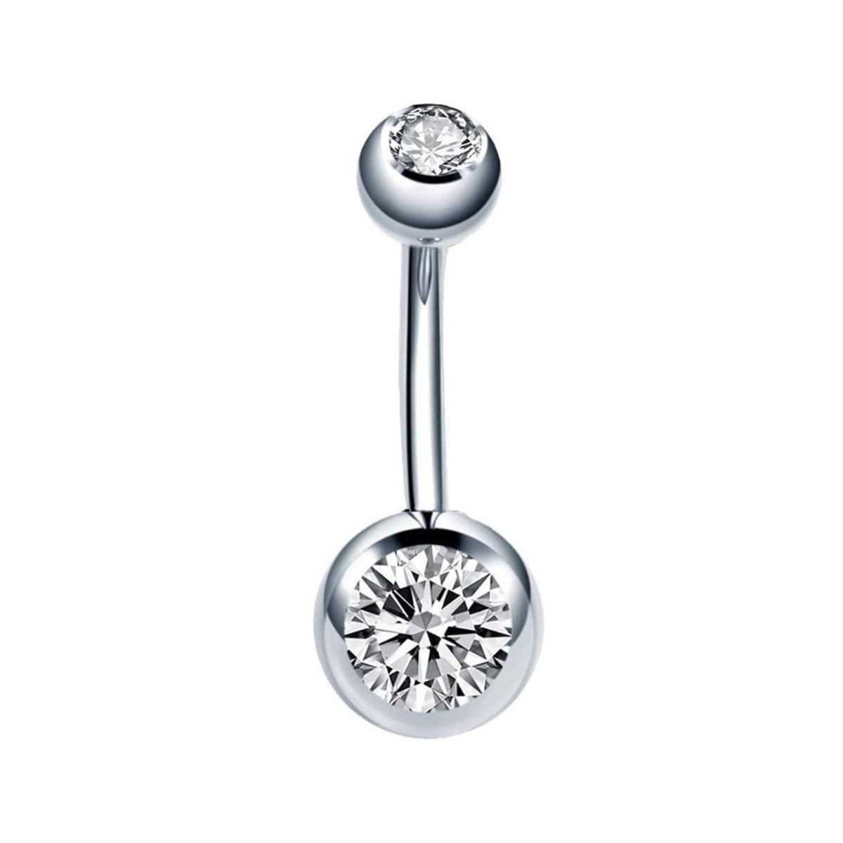 Dual Clear Crystal Navel Bar - Implant Grade Titanium - beauty spot warehouse