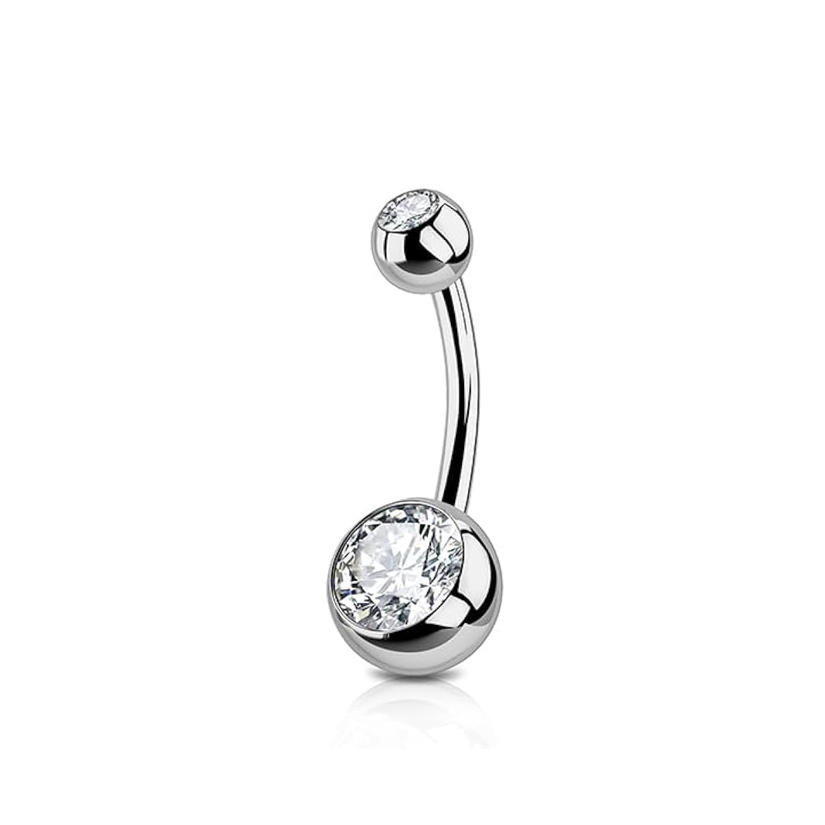 Dual Clear Crystal Navel Bar - Implant Grade Titanium - beauty spot warehouse