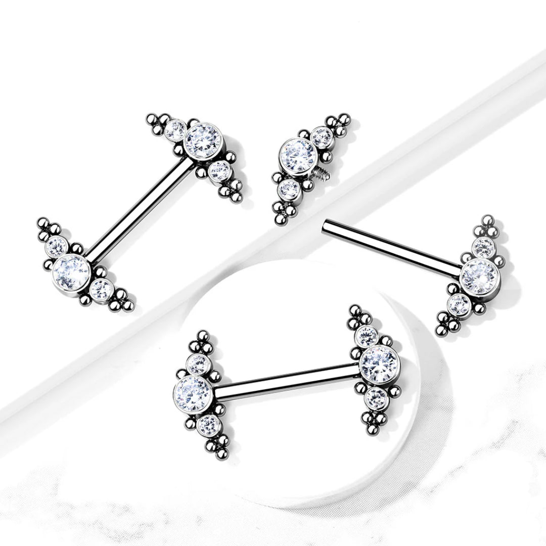 Crystal Cluster Nipple Bar - Implant Grade Titanium