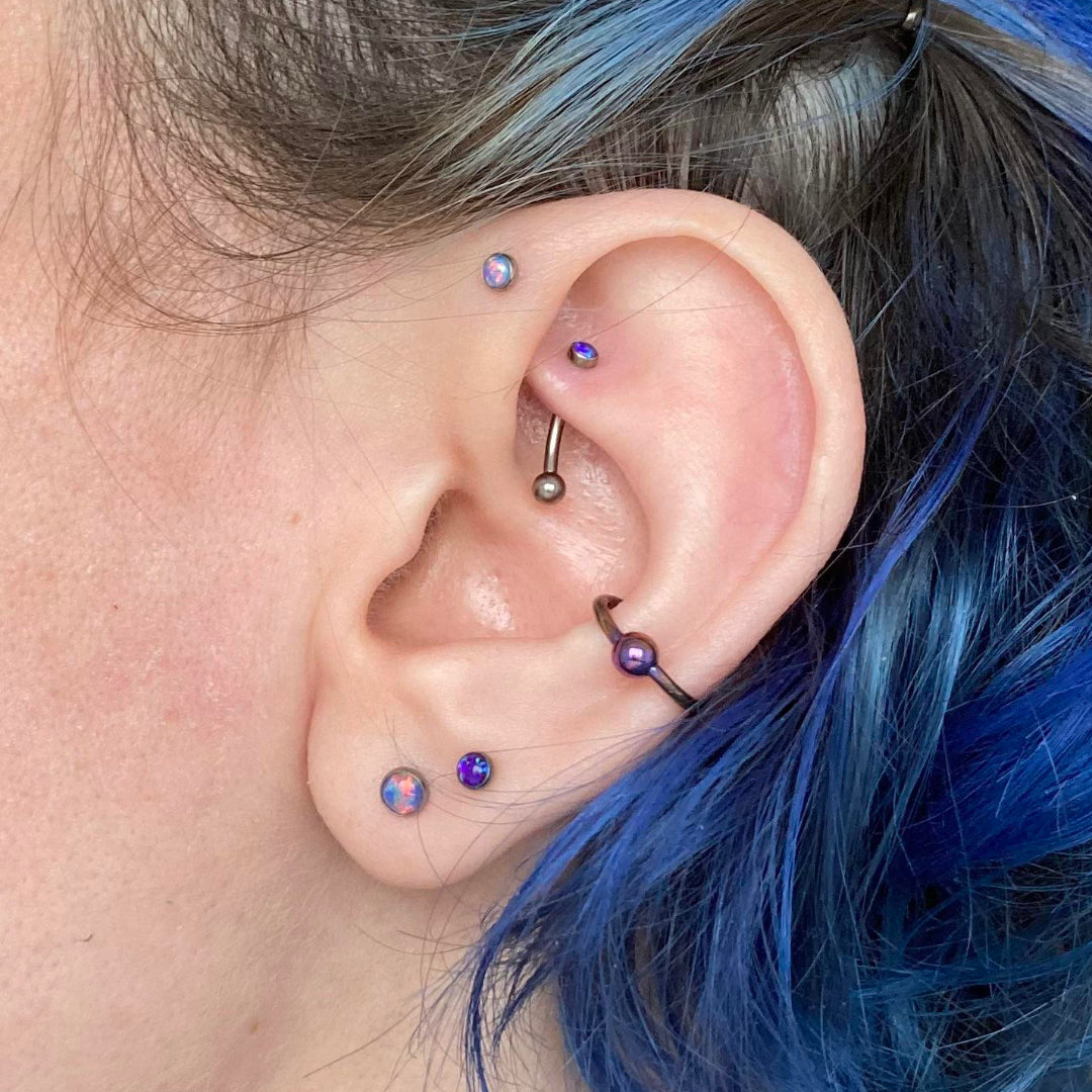 Fire Opal Stud Earrings - Implant Grade Titanium Halobes