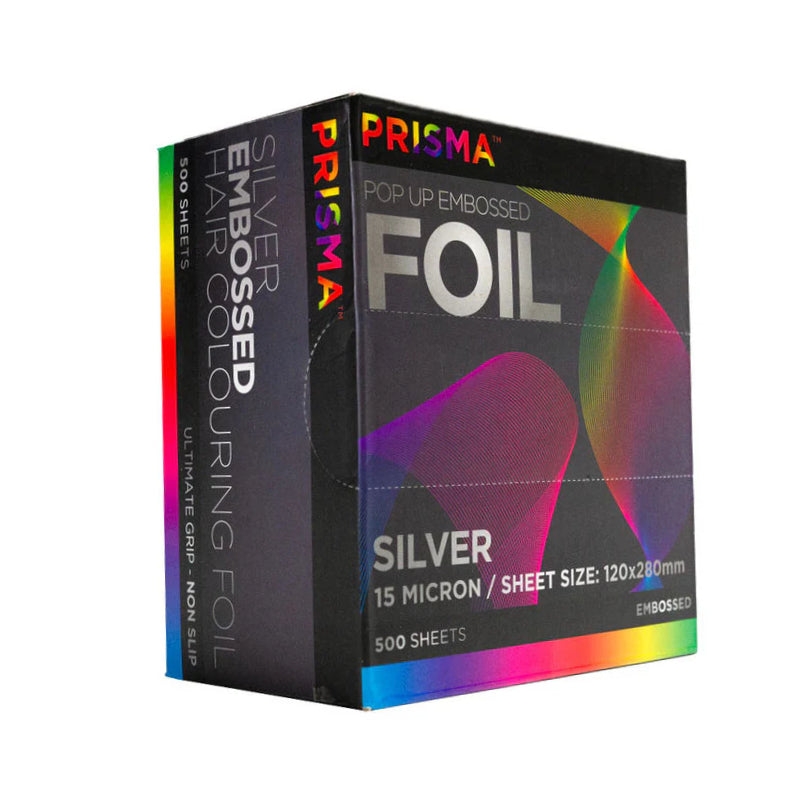 Prisma Pop-Up Embossed Foil Sheets - Silver 120mm x 273mm 500 Sheets - beauty spot warehouse