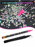 Rhinestone Kit - 300Jewels, Tweezers, Nail Art Pencil & Sharpener