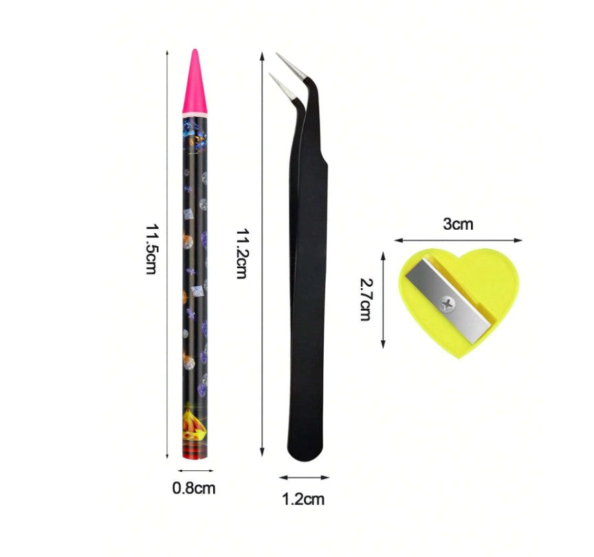 Rhinestone Kit -  Jewels, Tweezers, Nail Art Pencil & Sharpener