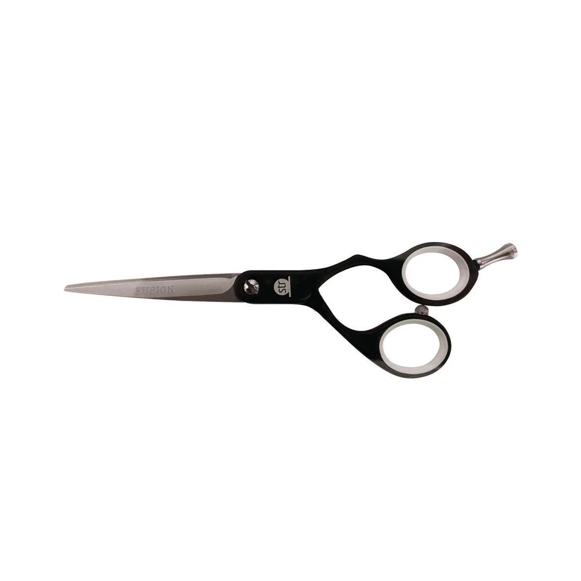 Black hairdressing scissors on a white background