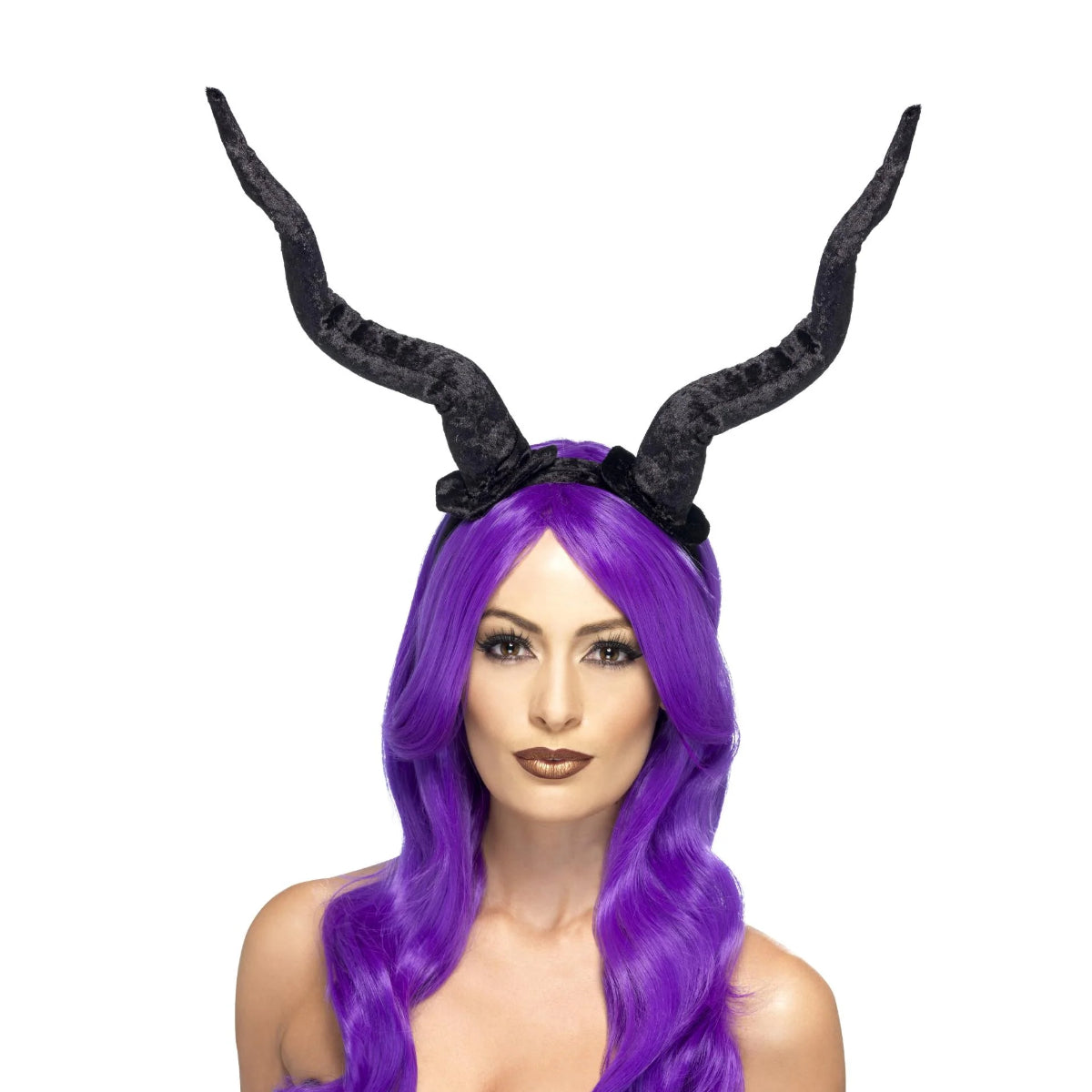 Smiffys Demon Horns Headband Maleficent Black