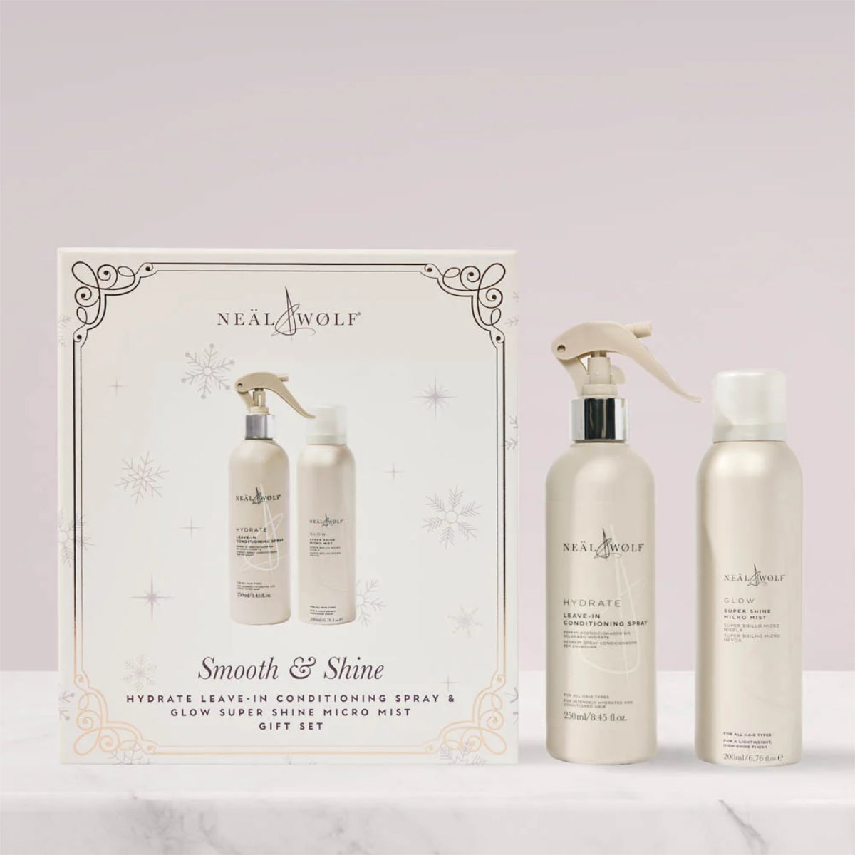 Neal & Wolf Smooth & Shine Collection Leave-In Conditioning Spray & Super Shine Micro Mist Gift Set