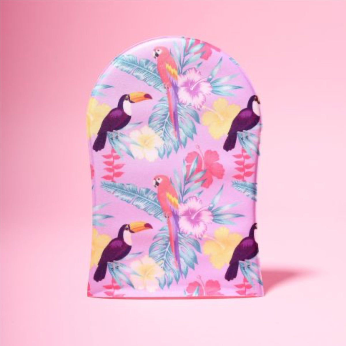 Sunkissed Super Soft Velvet Tanning Mitt Tropical Birds Design Lilac