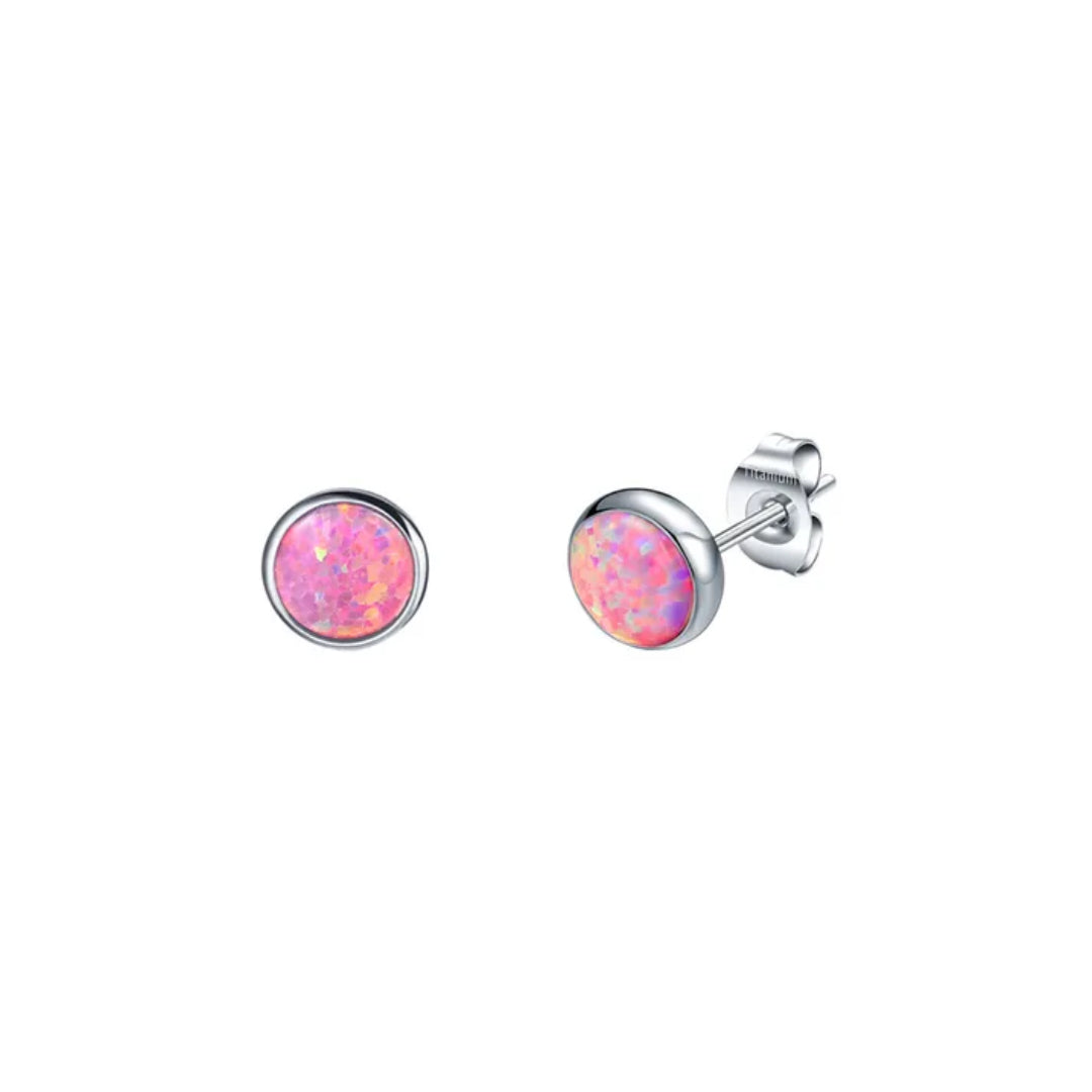 Fire Opal Stud Earrings - Implant Grade Titanium Halobes