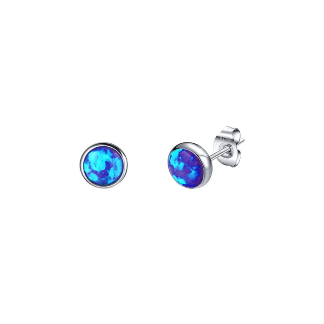 Fire Opal Stud Earrings - Implant Grade Titanium Halobes