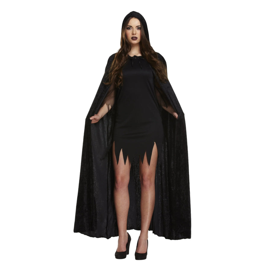 Black Velvet Cape With Hood