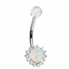 White Crystal Heart with Mini Gems Navel Bar 10mm Belly Piercing Jewellery NA12