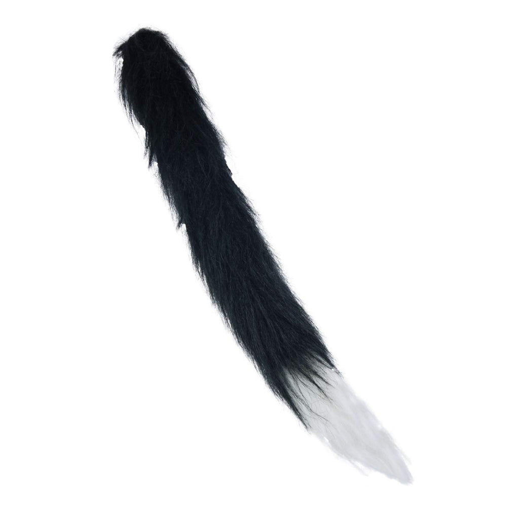 Black Furry Cat Tail With White Tip Fancy Dress