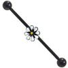 Black Bar with White Flower Scaffold Industrial Barbell Piercing Bar 36mm SCAFF12