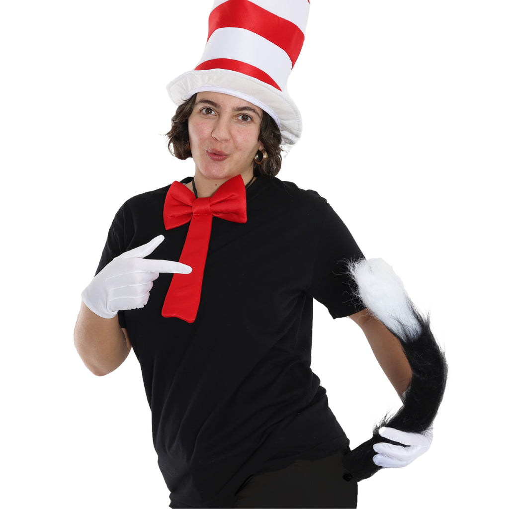 Black Furry Cat Tail With White Tip Fancy Dress