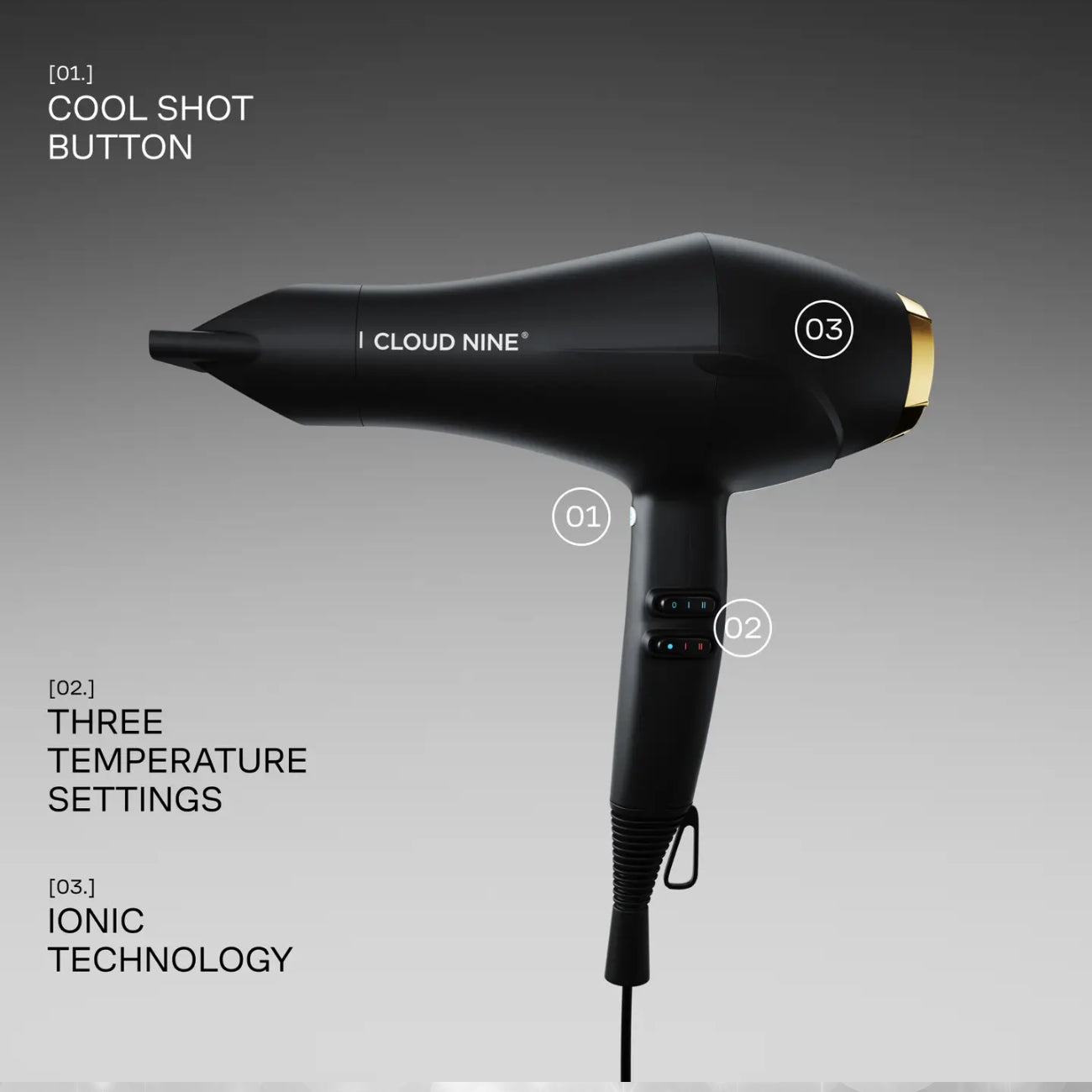 Cloud Nine The Airshot Gold Edition Hair Dryer