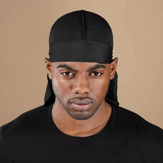 Black Sports Tie Down DuRag